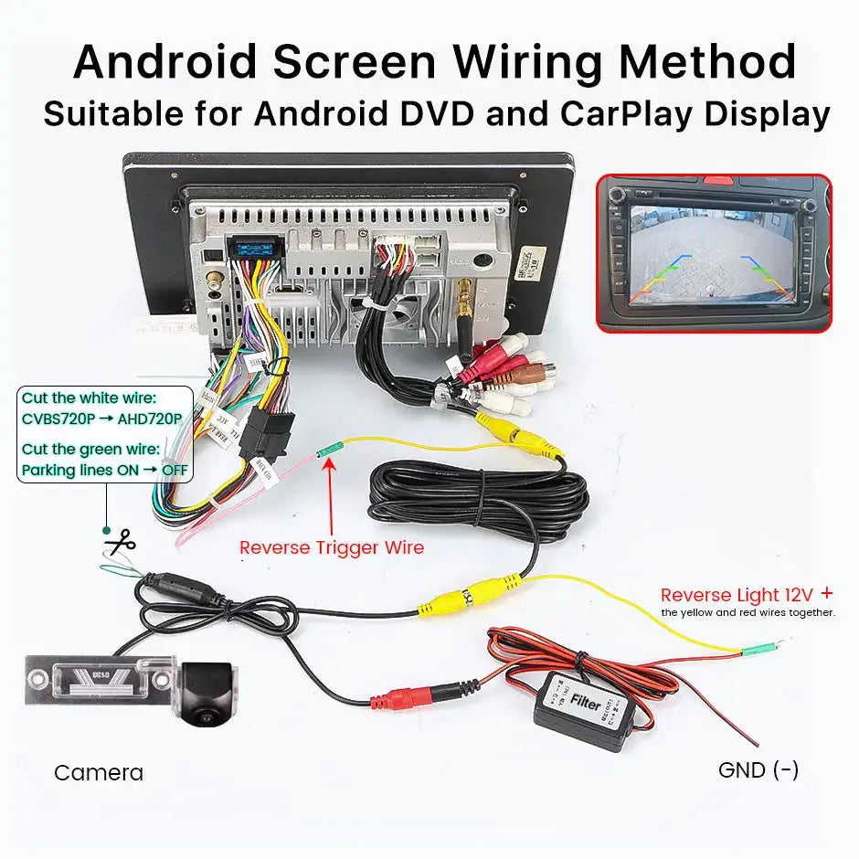 CVBS/AHD 720P RCD330 Car Reverse License Plate Light Camera with Filter Relay For VW Passat B6 CC Touran Caddy Golf Plus Touareg by InterCyprus Trading Ltd