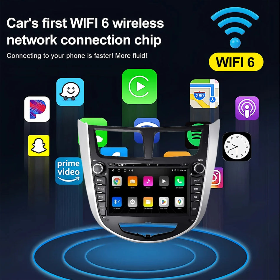 7-calowy radioodtwarzacz Android do Hyundai Solaris Accent Verna 2010-2016 z GPS i Carplay