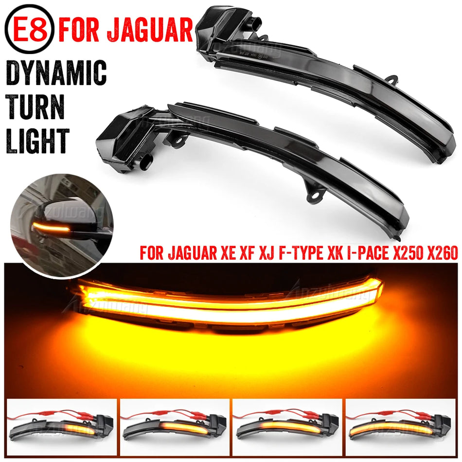 2Pcs Auto Dynamic Turn Signal LED Side Blinker Light For Jaguar XE XF XJ F-TYPE I-PACE LED Side Mirror Indicator Car Accessories