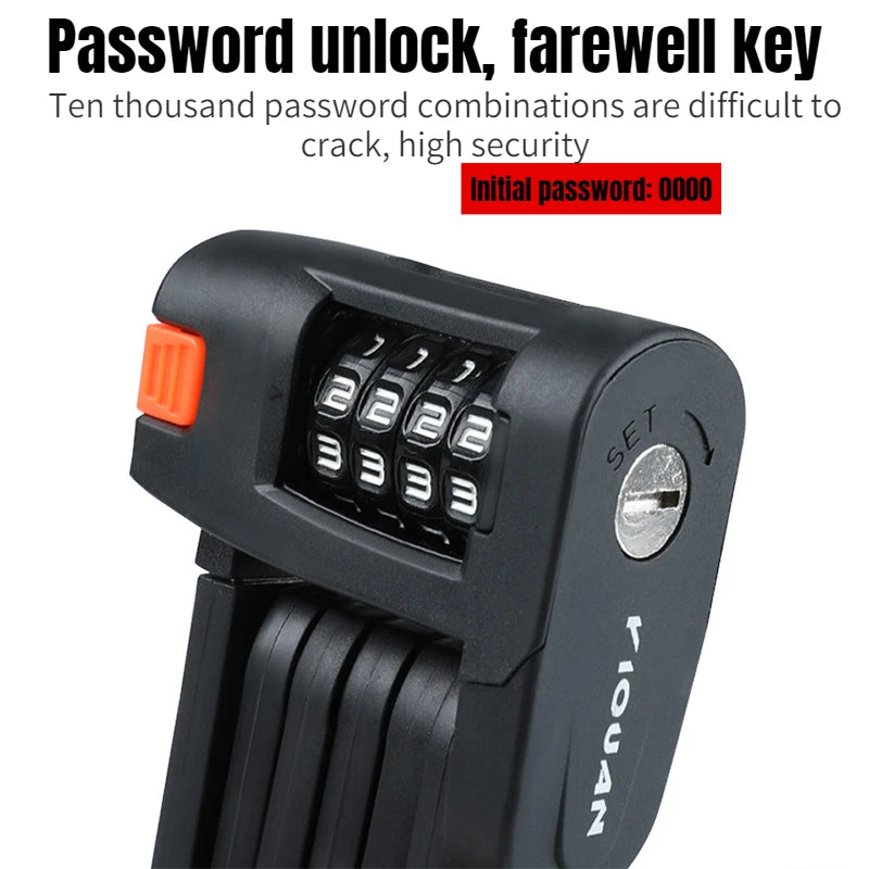 Φορητό Πτυσσόμενο Κλειδαριά Ποδηλάτου για Αντικλοπική Προστασία, Αδιάβροχο Κράμα Χάλυβα