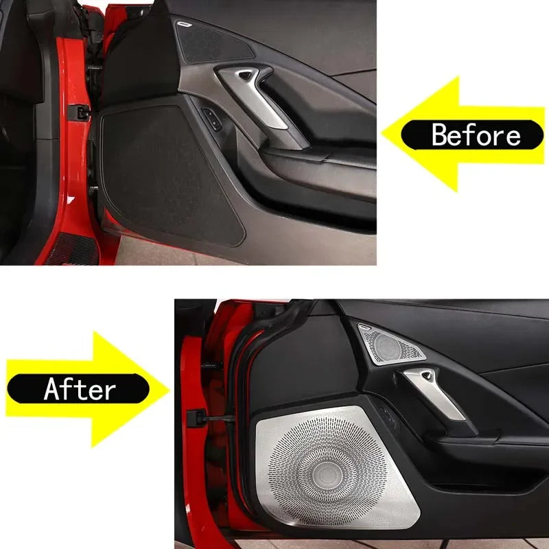 4Pcs Nerūdijančio Plieno Sidabrinė Durų Garsiakalbio Grotelės Lipdukas Z06