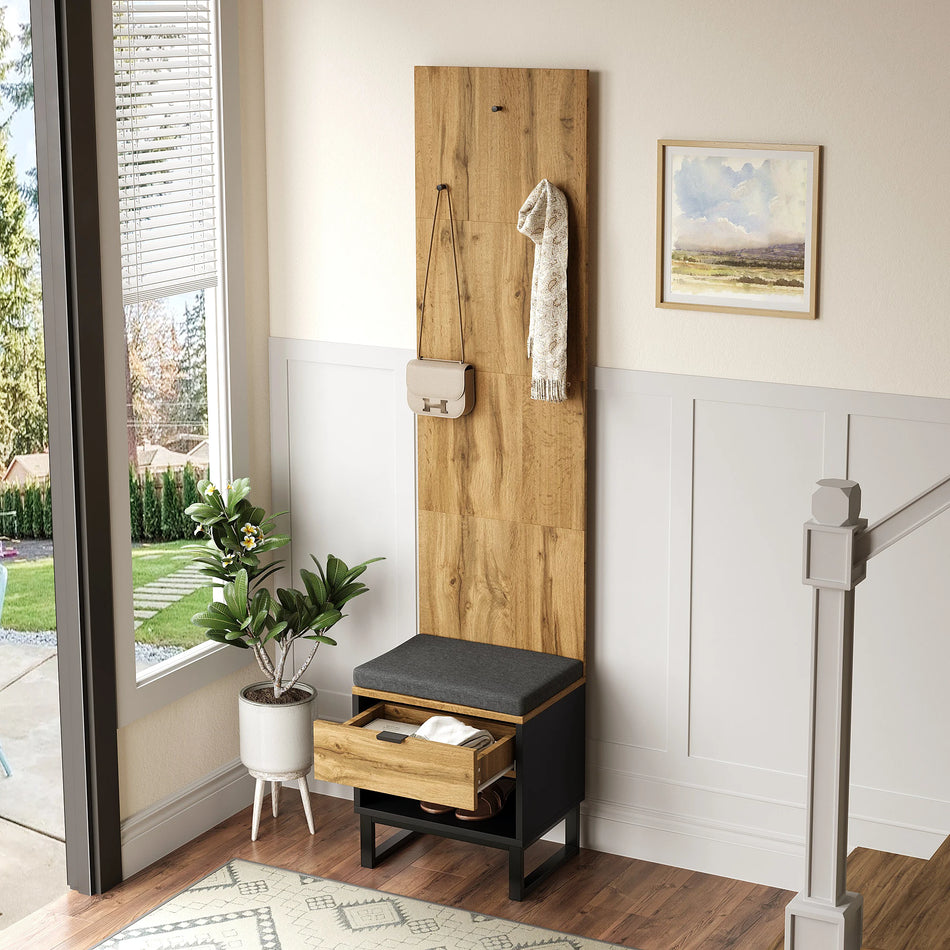 Ντουλάπα από Δρυς με Σκαμπό Παπουτσιών και Μαξιλάρι