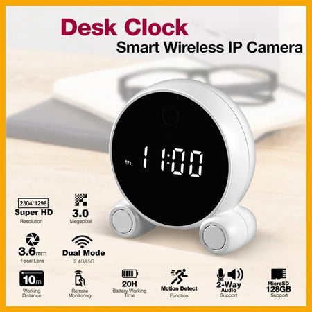 Tuya Wifi Alarm Clock Camera &ndash; HD Night Vision Motion Detection