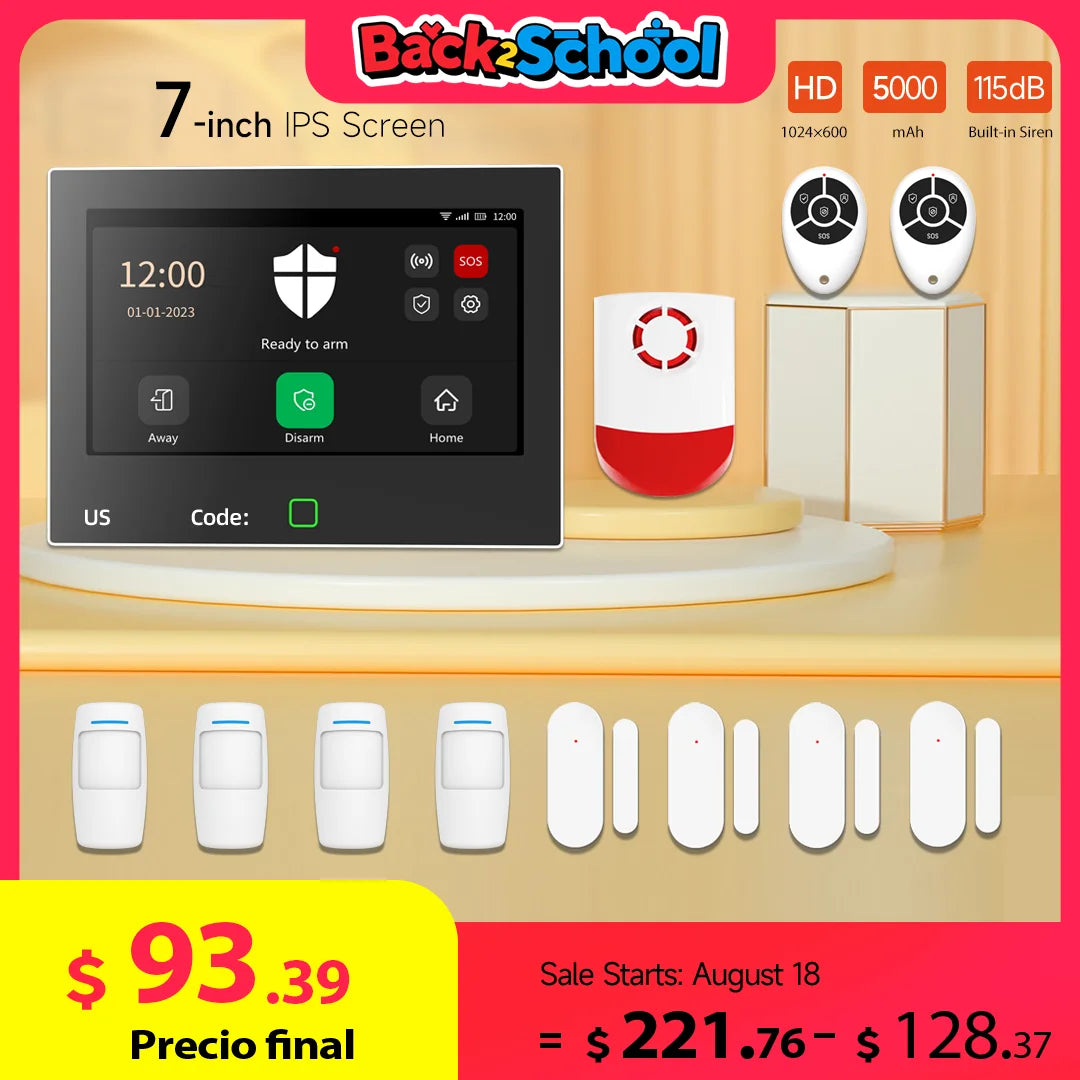 Staniot 7 Inch Home Alarm System &ndash; Ultra-Loud 115dB Siren