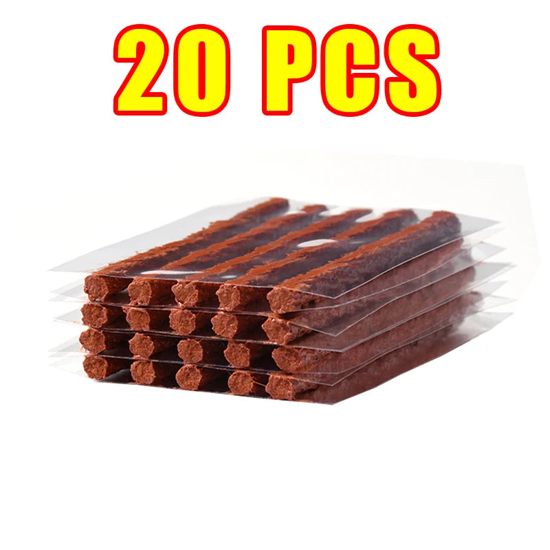 Car Tire Repair Tool Kit - Tubeless Tyre Puncture Plug Set for Motorcycles &amp; Trucks 20Pcs