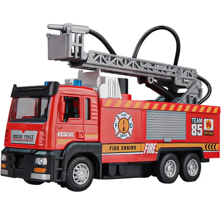 NoEnName_Null Alloy Fire Engine Model Toy with Light, Music, and Spray Function