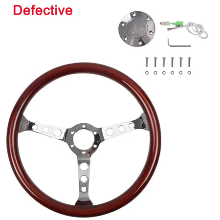 Defective Products Universal 380mm 15' Inch Steering Wheel with Horn Button Kit Copy Wood Car Auto Racing Sport Steering Wheel by InterCyprus Trading Ltd