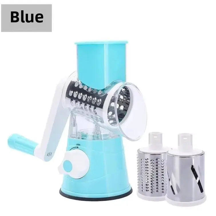 Rotary Vegetable Slicer Cutter Manual &ndash; 3 Sharp Drums Blue