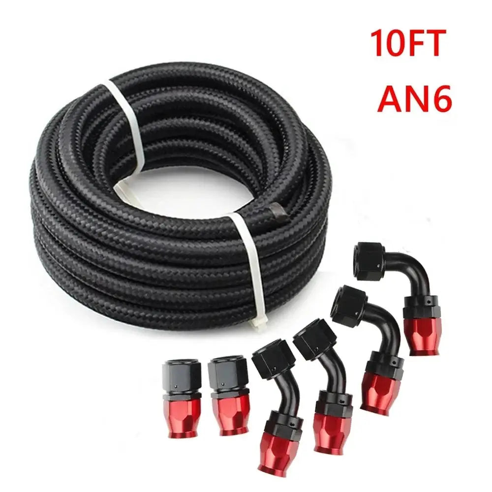 3M AN6/AN8/AN10 CPE Oil Fuel Fittings Hose End 0+45+90+180 Degree Oil Adaptor Kit AN6 Braided Oil Fuel Hose Line With Clamps by InterCyprus Trading Ltd