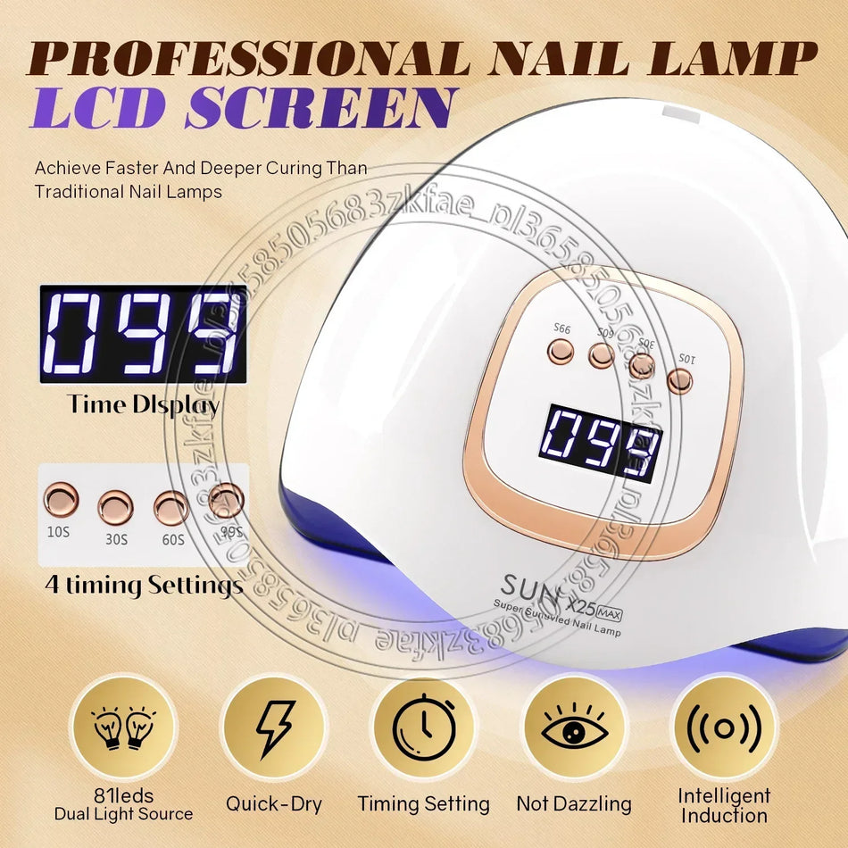 Lâmpada de Unhas UV LED SUN X25 – 380W com 81 LEDs e 4 Temporizadores
