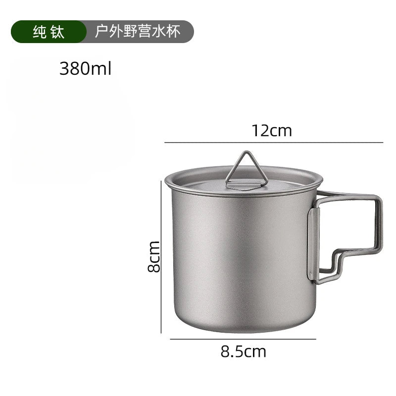 Outdoor Titanium Camping Cup - Foldable Handle Portable 380ml / 401-500ml