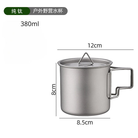 Outdoor Titanium Camping Cup - Foldable Handle Portable 380ml / 401-500ml