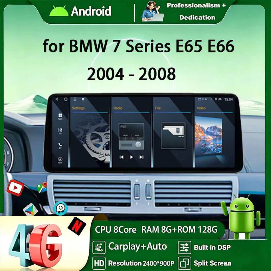 Android 16 Car Stereo For BMW 7 Series E65 E66 2004-2008 GPS Navi 12.3 HD Touch Screen