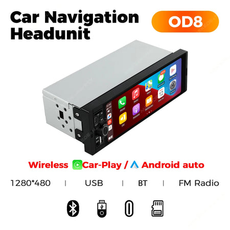 MEKEDE 6.86" 1Din Carplay Android Auto Radio with BT, USB, and FM Stereo OD8 wireless CP AA