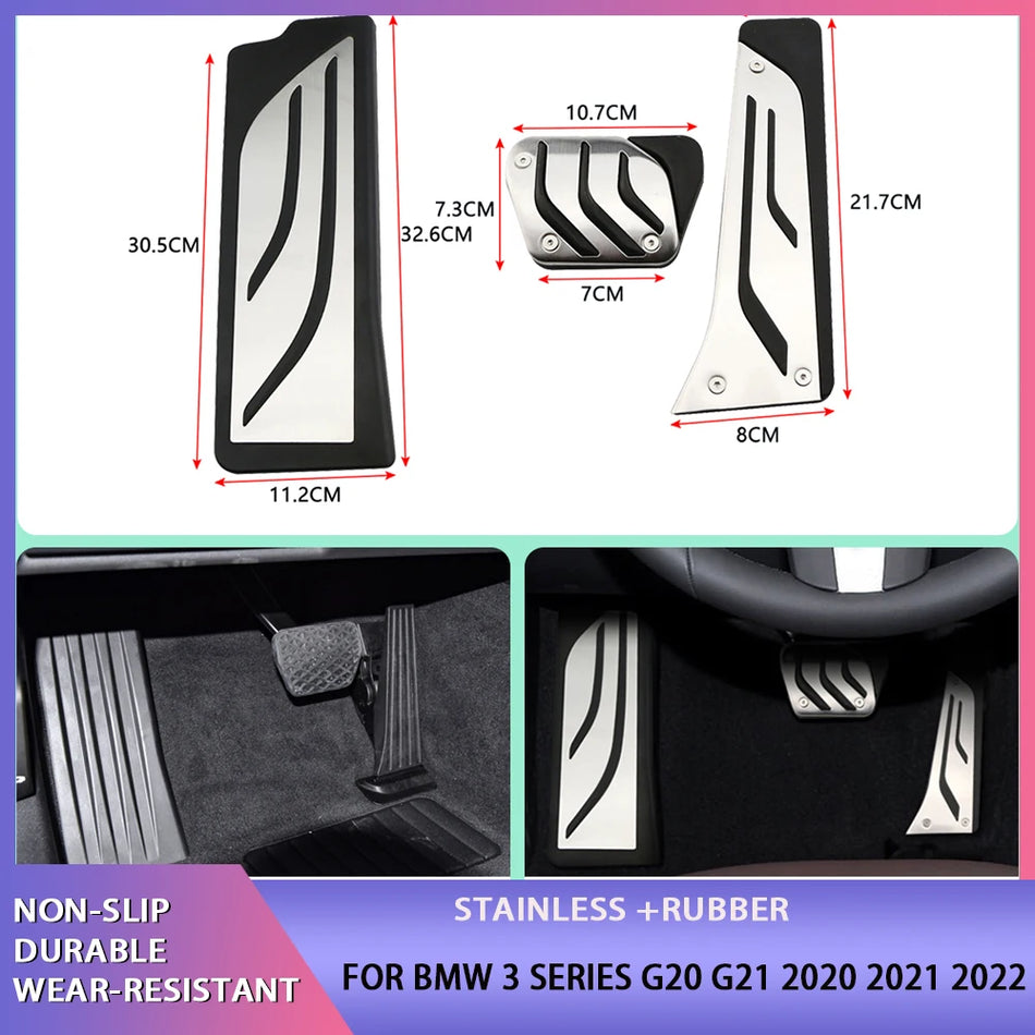 Pedals For BMW 3 Series G20 G21 2020-2023 Stainless Steel And Rubber With Anti Slip Surface