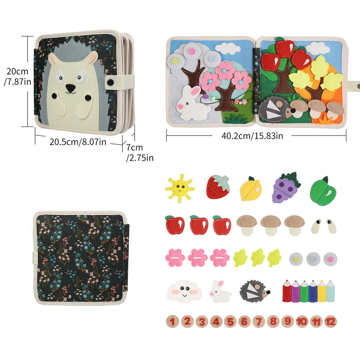 Montessori Hedgehog Busy Board &ndash; Eight Interactive Games