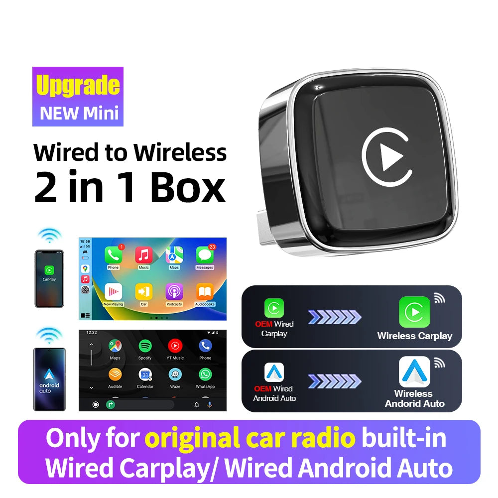 2in1 Mini Wireless CarPlay Adapter &ndash; Wireless Android Auto CP219