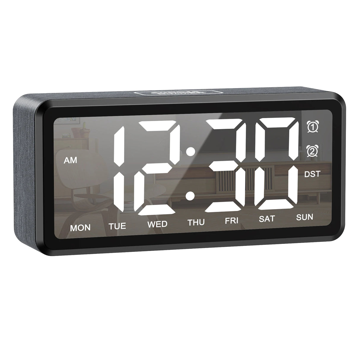 ORIA Wooden Grain Alarm Clock &ndash; Dual Alarm and Snooze Feature A1