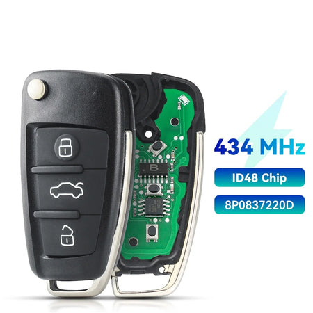 KEYYOU Car Remote Key &ndash; Smart Flip Design for Audi Models 434mhz 8P0837220D