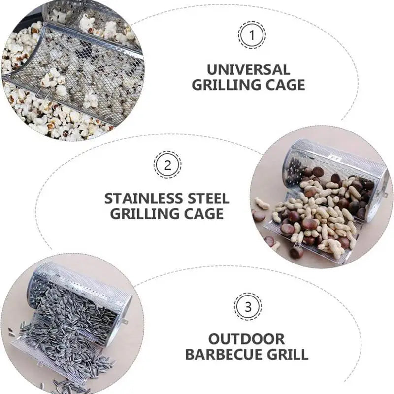Ossayi Stainless Steel Rotating Grill Cage &ndash; Easily Cleaned and Heat Resistant