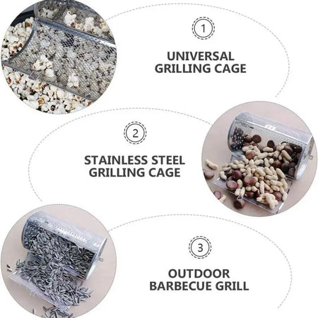 Ossayi Stainless Steel Rotating Grill Cage &ndash; Easily Cleaned and Heat Resistant