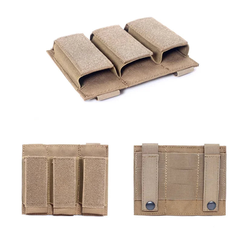 1000D Nylon Triple Magazine Pouch For 9mm Pistol With MOLLE Webbing