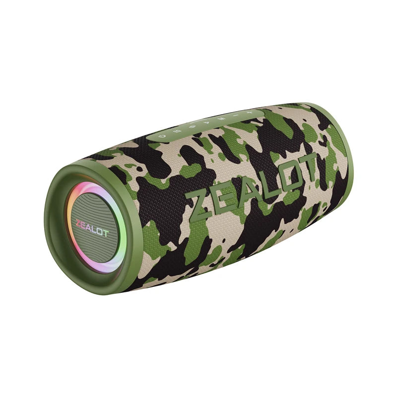 ZEALOT-S56 Speaker &ndash; IPX6 Waterproof 40W Bass RGB Lights army green