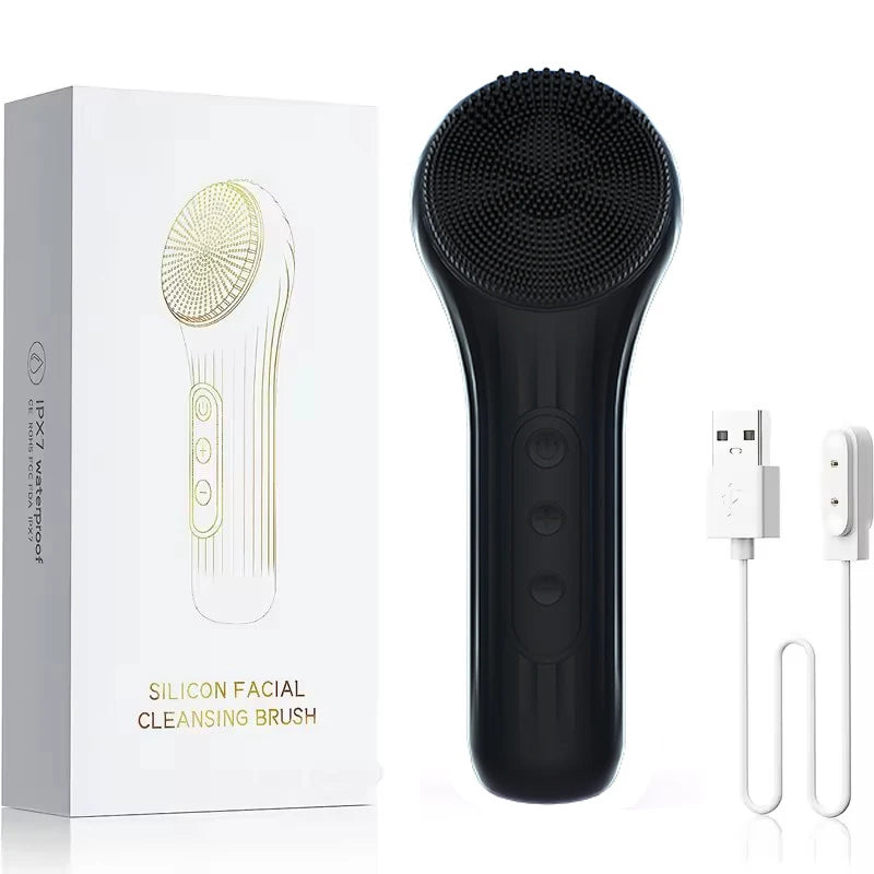 Sonic Waterproof Facial Cleansing Brush &ndash; Rechargeable Black