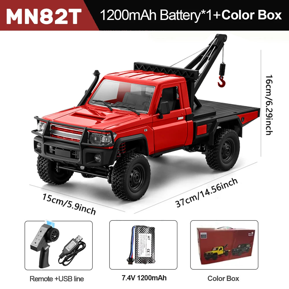 MN82T RC Crawler - All Terrain 4WD Remote Control Car Red Color box