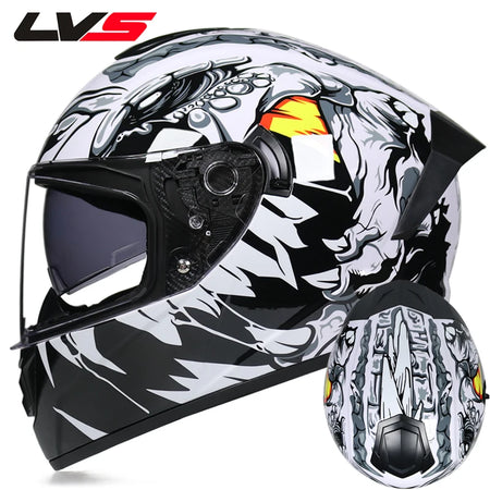 LVS Full Face Motorcycle Helmet with Built-In Sunshade