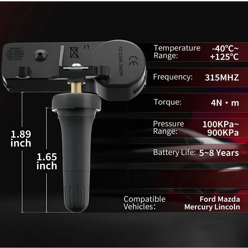 4 pièces capteurs de surveillance de pression des pneus TPMS 315MHz pour Ford Lincoln 6F2Z1A189A