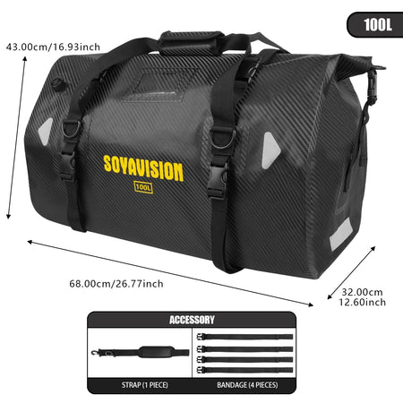 SOYAVISION Y-MC0171 &ndash; Waterproof Motorcycle Rear Seat Bag 100L Carbon fiber