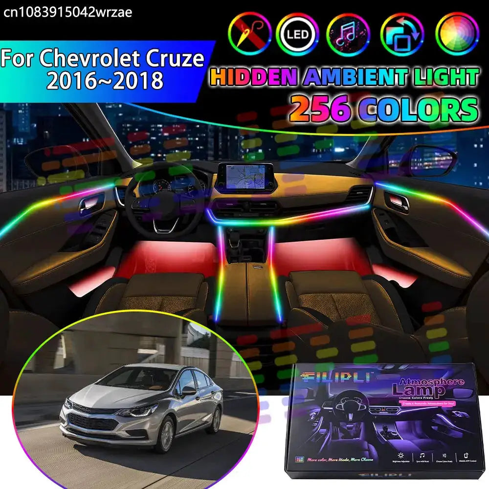 For Chevrolet Cruze 2016~2018 MK2 D2LC 2017 RGB Car Interior Ambient Lights Strips Breathing Lighting Kit App Control LED strips by InterCyprus Trading Ltd