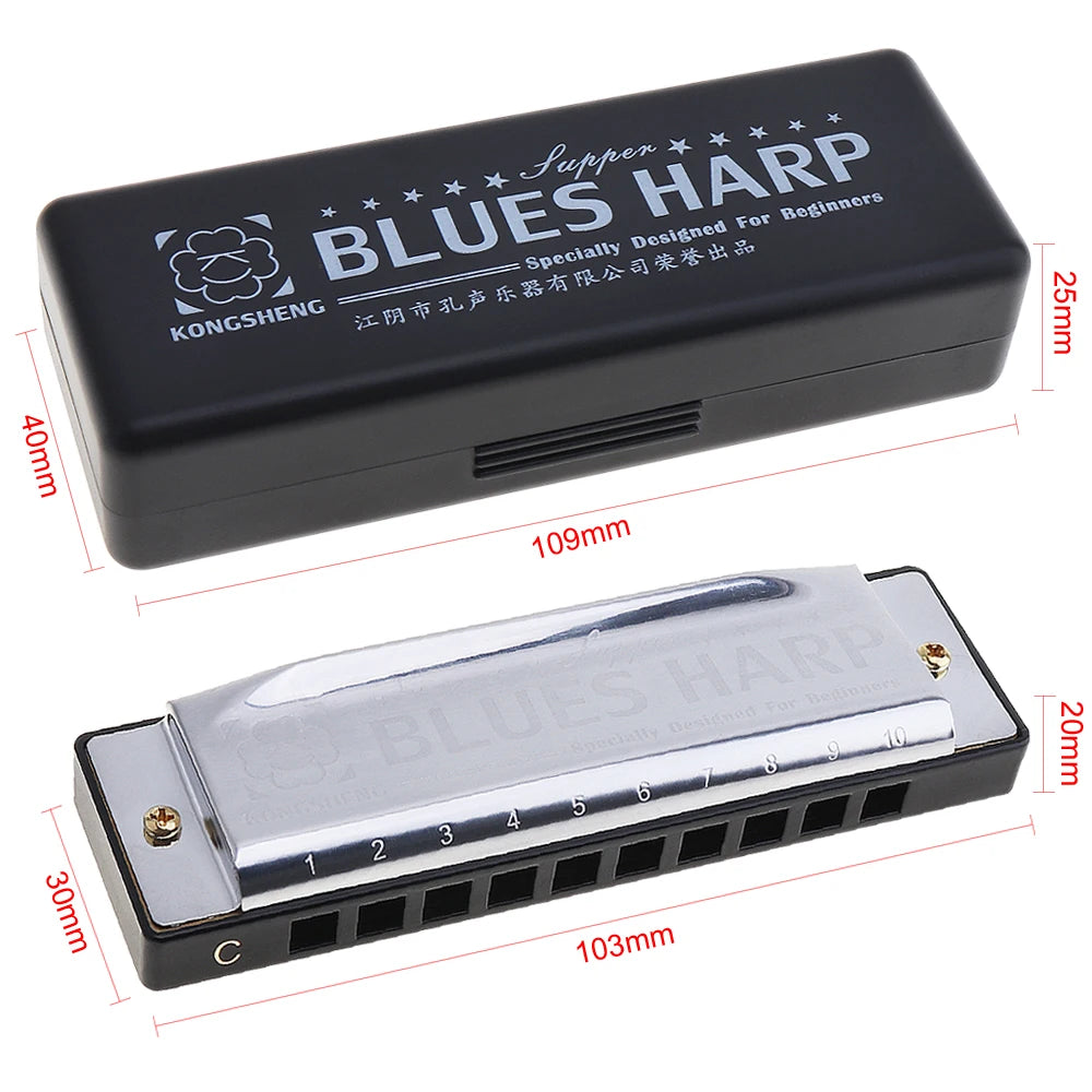 8K Titanium Tremolo Harmonica &ndash; Key C Tone Included Type A-10 hole