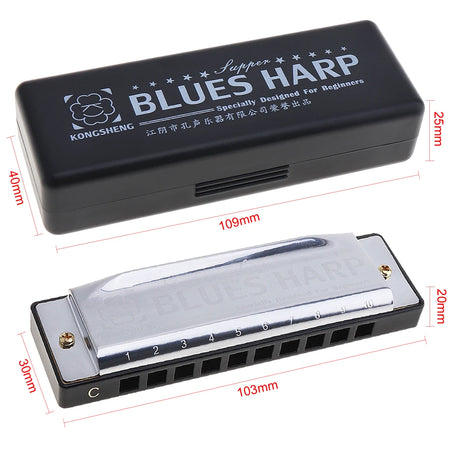8K Titanium Tremolo Harmonica &ndash; Key C Tone Included Type A-10 hole
