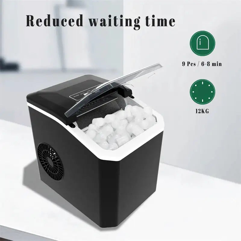 Automatic Mini Ice Cube Maker Portable Bar 6 Min 9 Pcs