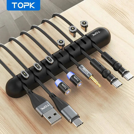 TOPK L35 Cable Organizer Magnetic Plug Box Silicone Cable Winder Flexible Cable Management Clips for Mouse Earphone by InterCyprus Trading Ltd