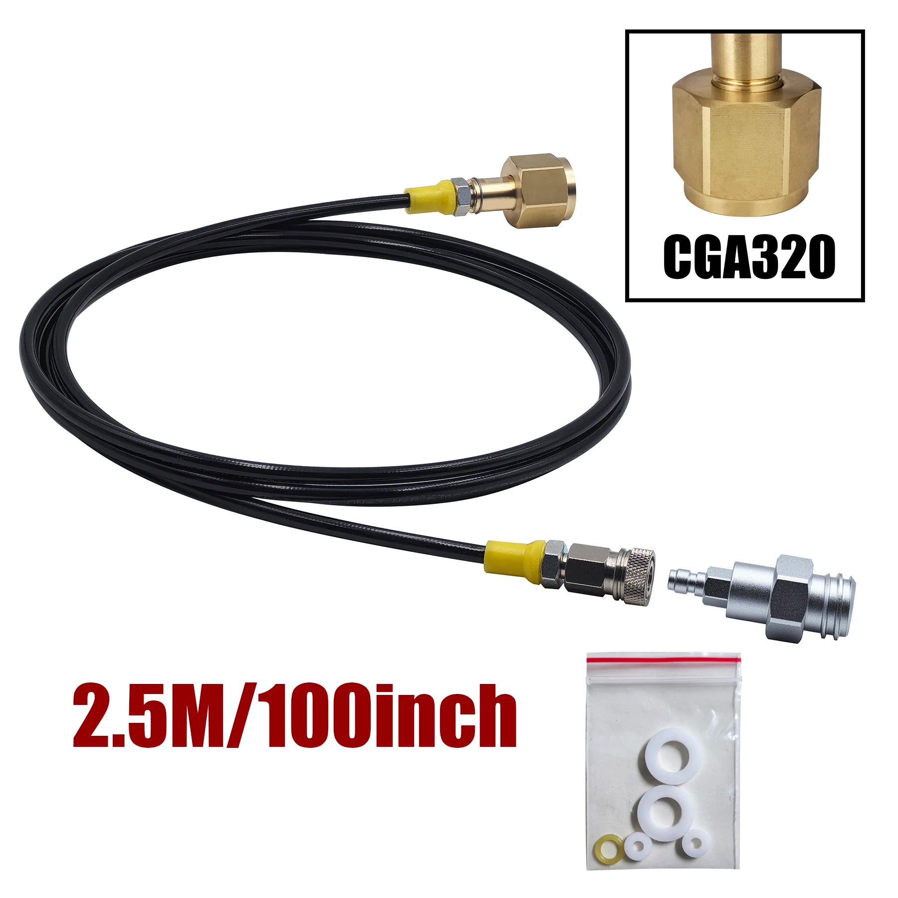 Soda Water Maker W21.8-14 CGA320 Adapter &ndash; Quick Disconnect CGA320  2.5M