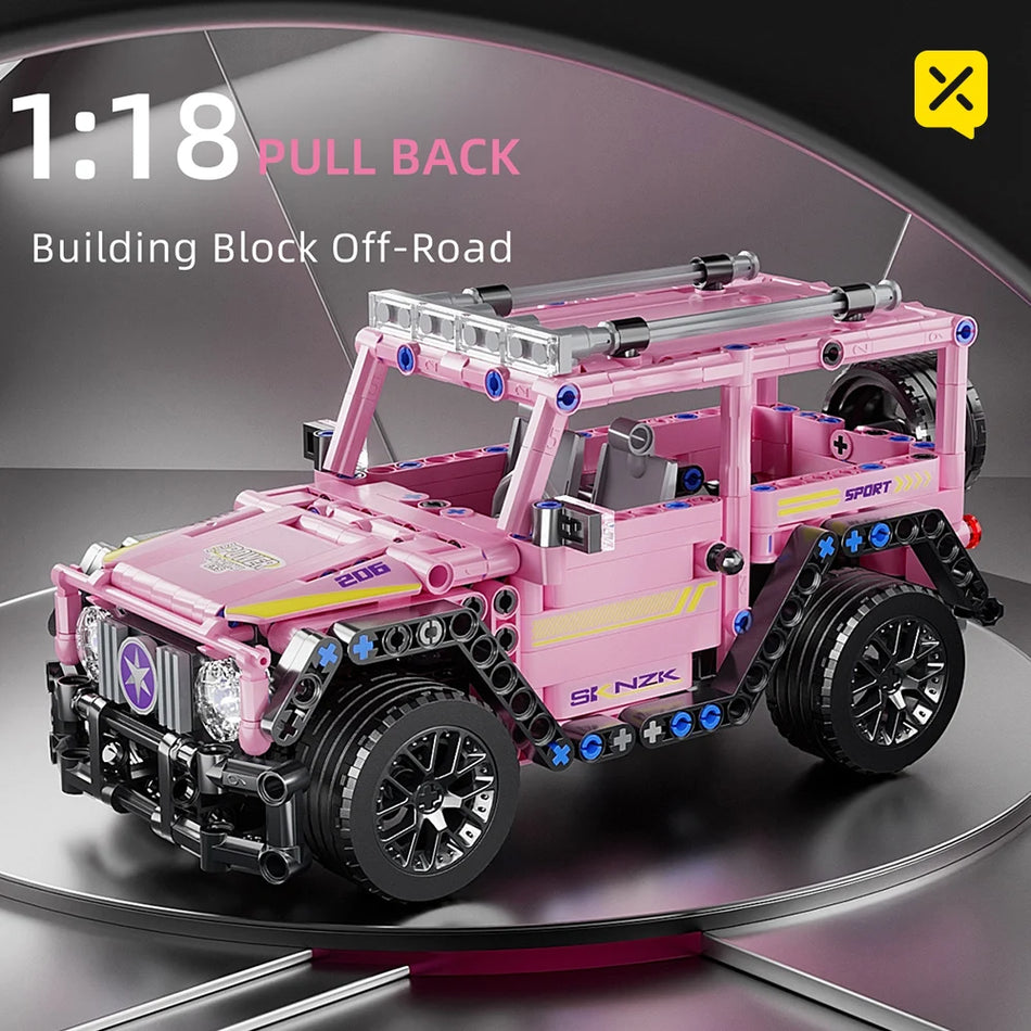 Off Road Car Building Blocks Set Pull Back Diy Kit For Kids