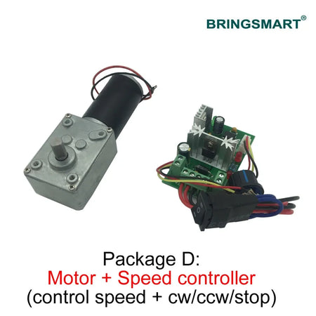 Bringsmart High Torque DC Gear Motor 12V/24V with Speed Controller