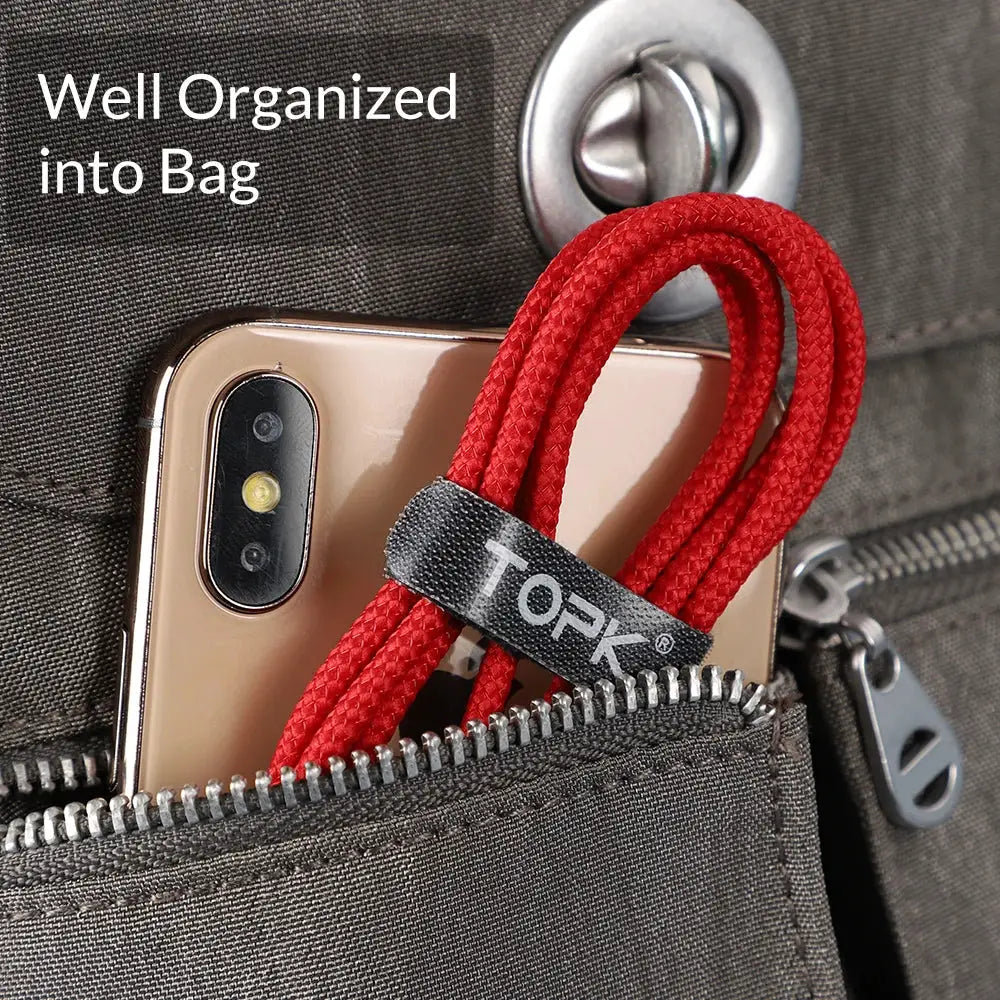 TOPK Releasable Cable Organizer Ties Mouse Earphones Wire Management Nylon Cable Ties Reusable Loop Hoop Tape Straps Tie by InterCyprus Trading Ltd