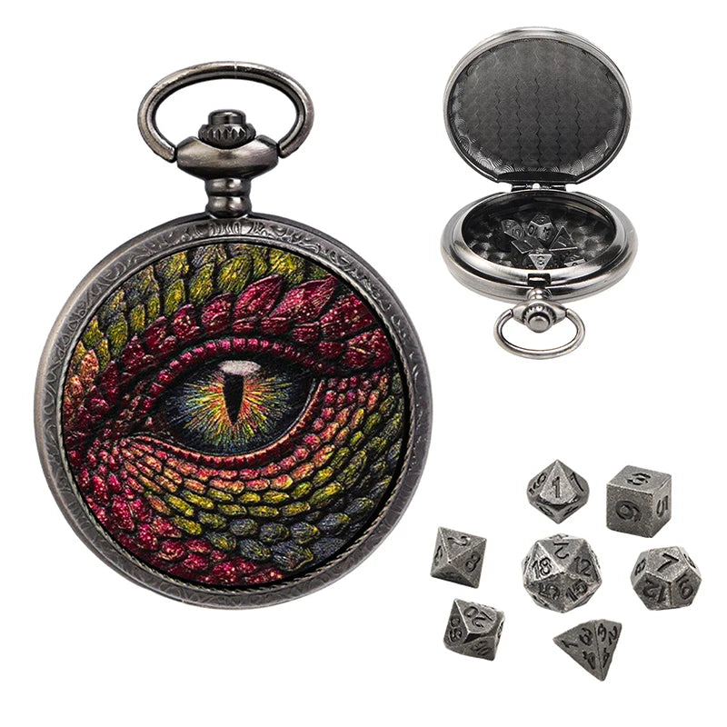 Dragon Eye Dice Case Metal Pocket Watch Box For RPG DND Dice