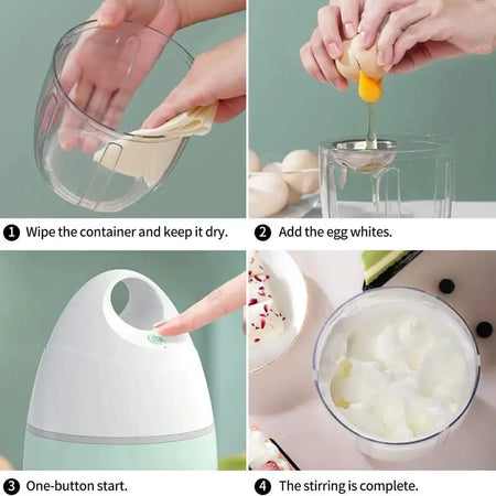 USB Rechargeable Electric Milk Frother Whisk For Cream Green