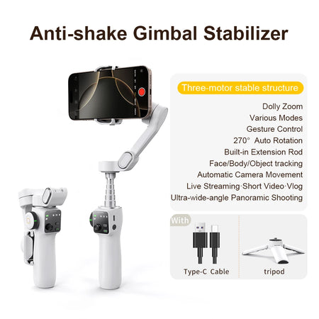 AOCHUAN Smart V8 &ndash; Anti-Shake Face Tracking Stabilizer White