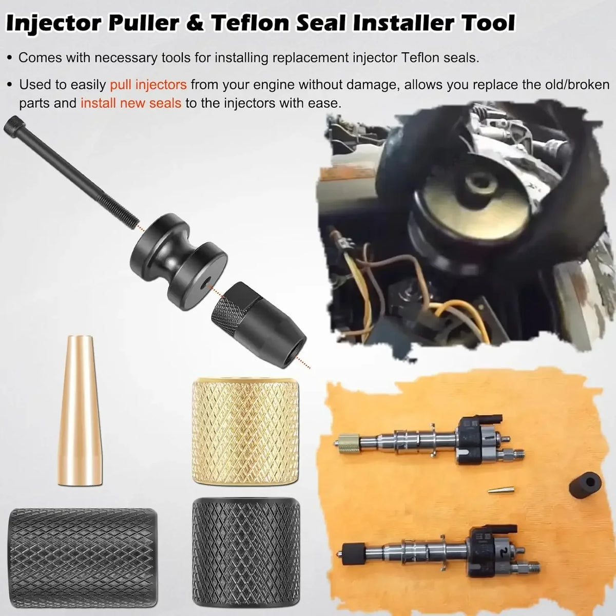 Engine Injector Puller Seal Installer Tool Set for BMW N14 N18 N54 N63 by InterCyprus Trading Ltd