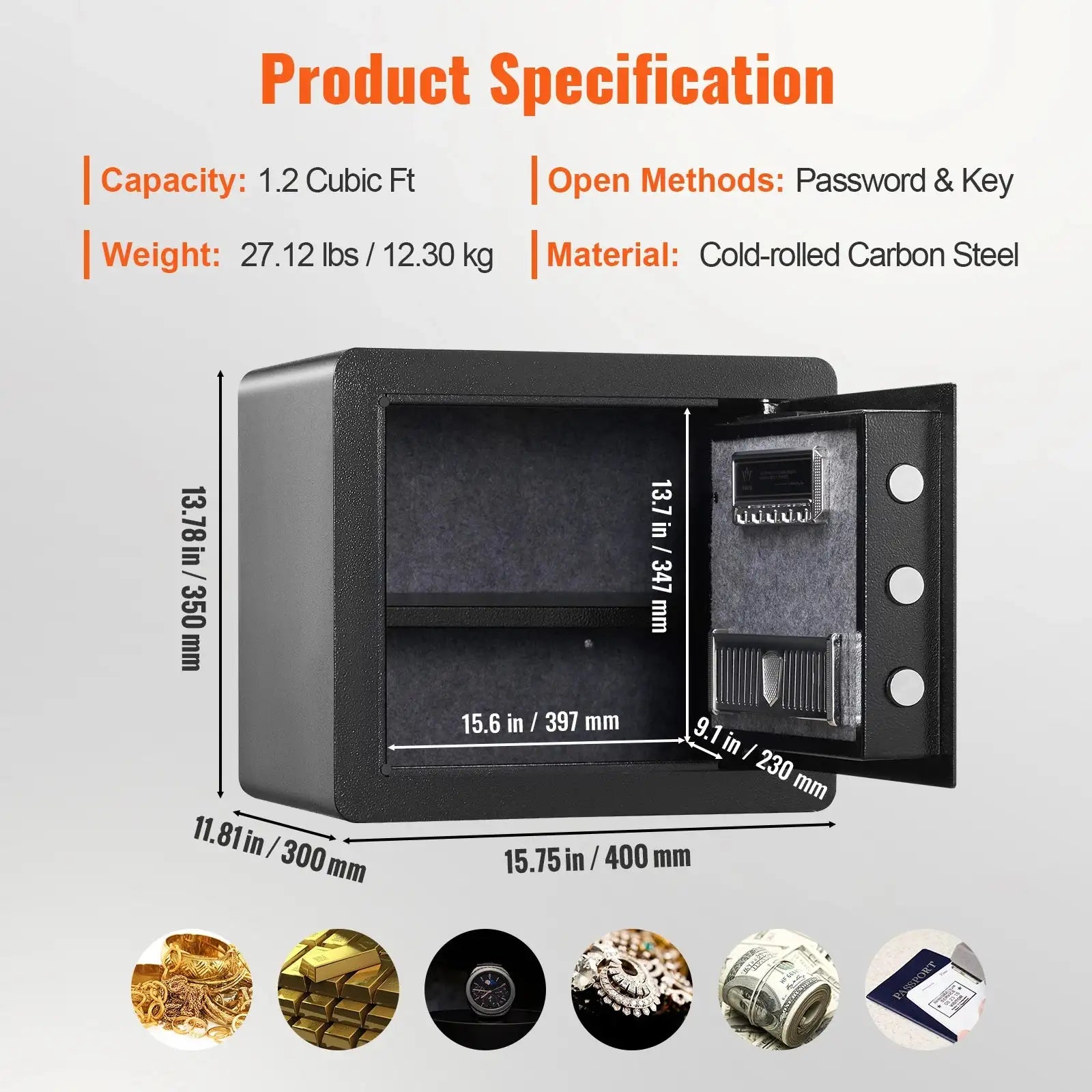 1.2 Cu Ft Safe Deposit Box Digital Access Home 1.2 Cubbic Fit / United States