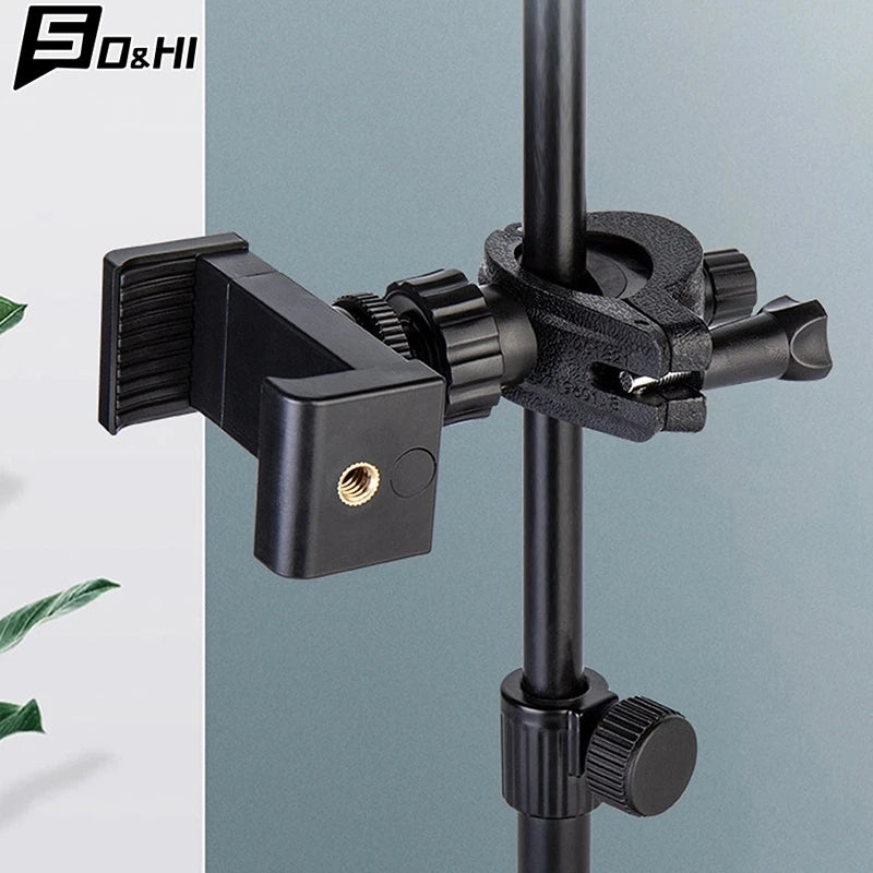 SLR Camera Phone Holder for Circular Lamp Tripod - 360&deg; Rotating Bracket