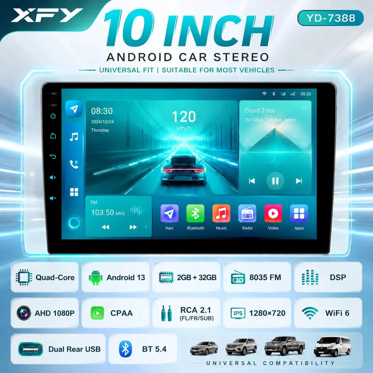 10 Inch 2 DIN Android Car Radio With Carplay For VW Golf by InterCyprus Trading Ltd
