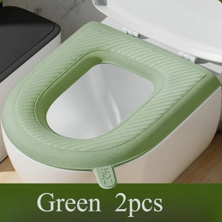 2Pcs High Foam Waterproof Toilet Seat Cover &ndash; Washable green