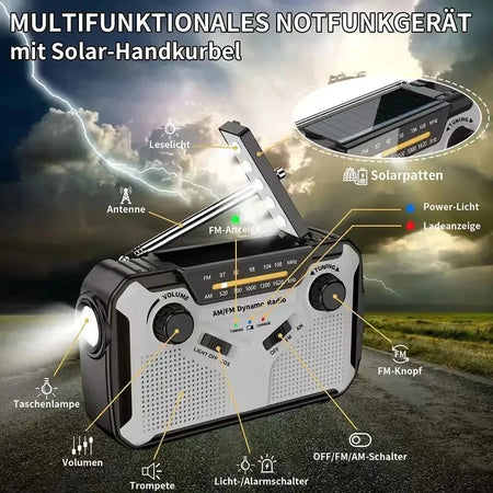 Solar Radio Dynamo Emergency Radio &ndash; 4000mAh Battery
